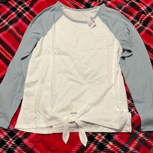 NWT- The Children’s place, girls xl white and blue tie front shirt